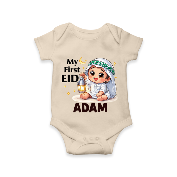 Personalised EID Boy version Romper - IVORY - New Born (Chest 14")