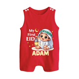 Personalised EID Boy version Romper Suit - RED - 0 - 5 Months Old (Chest 18")
