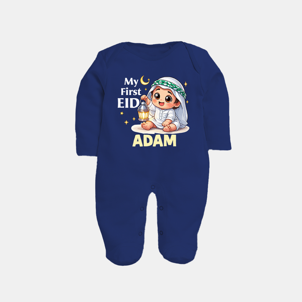 Personalised EID Boy version Fullbody Suit - NAVY BLUE - New Born (Chest 7.5")