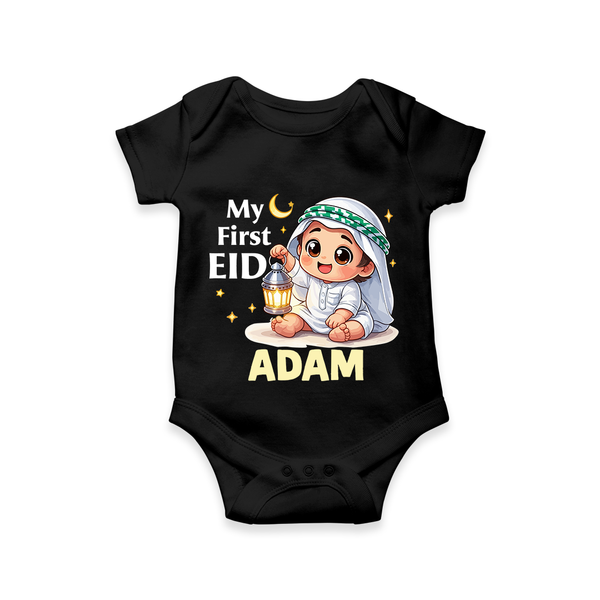 Personalised EID Boy version Romper - BLACK - New Born (Chest 14")