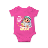 Personalised EID Boy version Romper - HOT PINK - New Born (Chest 14")