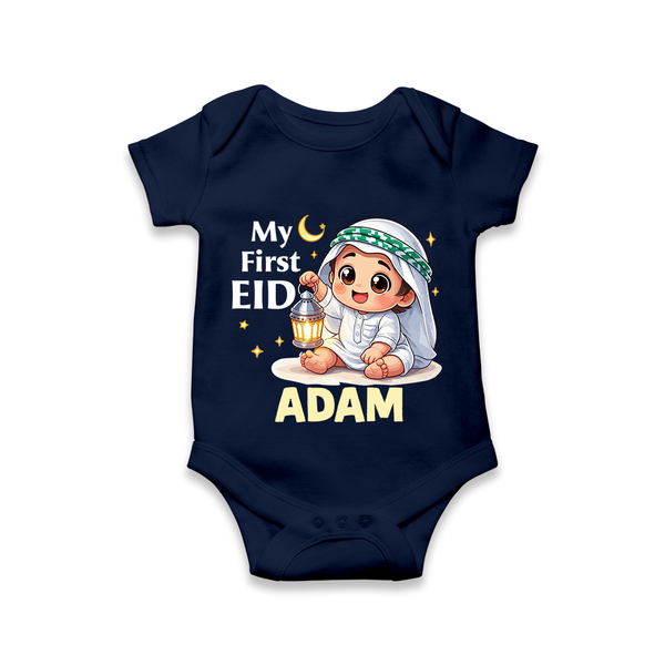 Personalised EID Boy version Romper - NAVY BLUE - New Born (Chest 14")