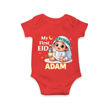 Personalised EID Boy version Romper - RED - New Born (Chest 14")