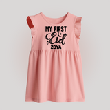 Custom Name My First Eid Kids Baby Frock - BABY PINK - 0 - 3 Months Old (Chest 17")