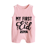 Custom Name My First Eid Kids Romper Suit - BABY PINK - 0 - 5 Months Old (Chest 18")
