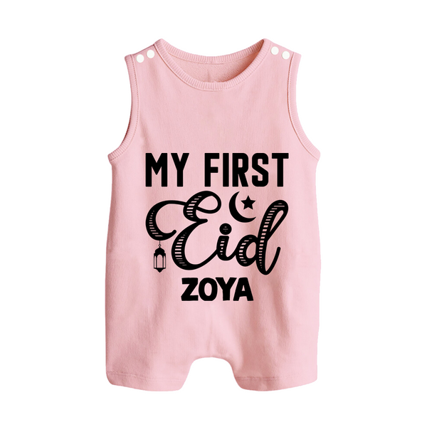 Custom Name My First Eid Kids Romper Suit - BABY PINK - 0 - 5 Months Old (Chest 18")