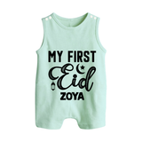 Custom Name My First Eid Kids Romper Suit - MINT GREEN - 0 - 5 Months Old (Chest 18")