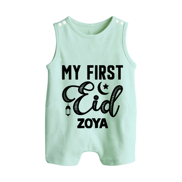 Custom Name My First Eid Kids Romper Suit - MINT GREEN - 0 - 5 Months Old (Chest 18")