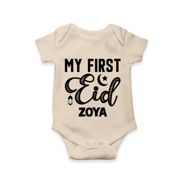 Custom Name My First Eid Kids Romper - IVORY - New Born (Chest 14")