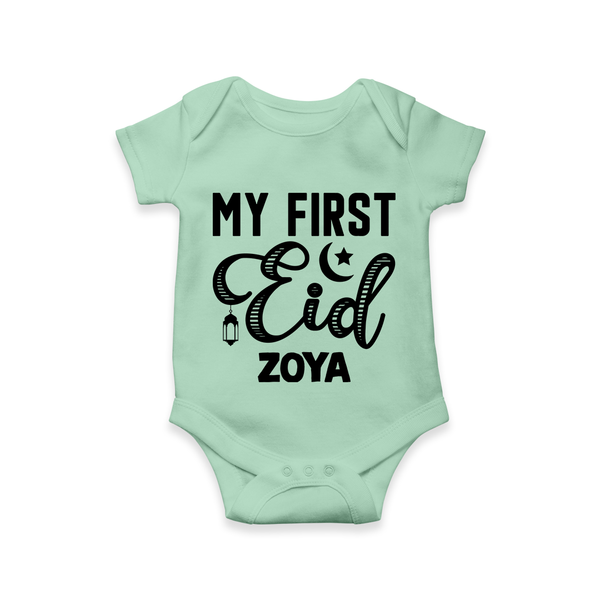 Custom Name My First Eid Kids Romper - MINT GREEN - New Born (Chest 14")