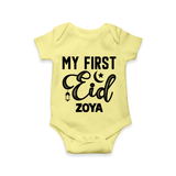 Custom Name My First Eid Kids Romper - PASTEL YELLOW - New Born (Chest 14")