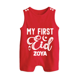 Custom Name My First Eid Kids Romper Suit - RED - 0 - 5 Months Old (Chest 18")