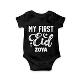 Custom Name My First Eid Kids Romper - BLACK - New Born (Chest 14")