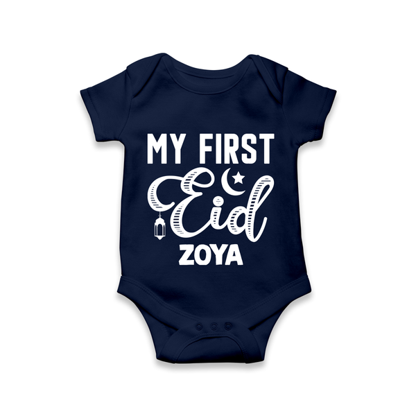 Custom Name My First Eid Kids Romper - NAVY BLUE - New Born (Chest 14")