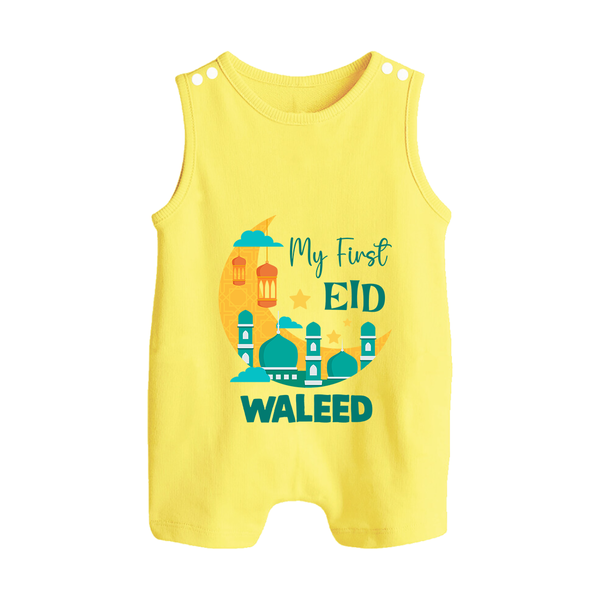 My first Eid Personalised Kids Romper Suit - PASTEL YELLOW - 0 - 5 Months Old (Chest 18")