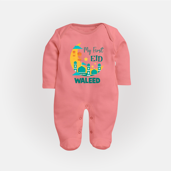 My first Eid Personalised Kids Fullbody Suit - PEACH - New Born (Chest 7.5")