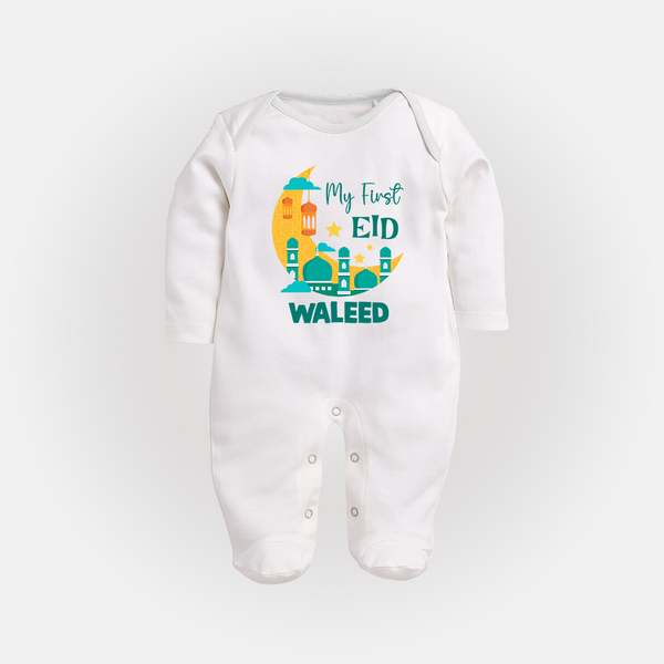 My first Eid Personalised Kids Fullbody Suit - WHITE - New Born (Chest 7.5")