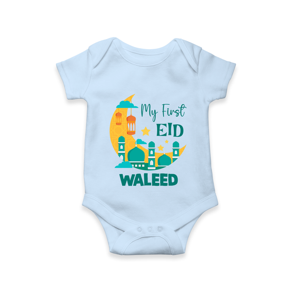 My first Eid Personalised Kids Romper - BABY BLUE - New Born (Chest 14")