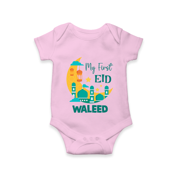 My first Eid Personalised Kids Romper - BABY PINK - New Born (Chest 14")