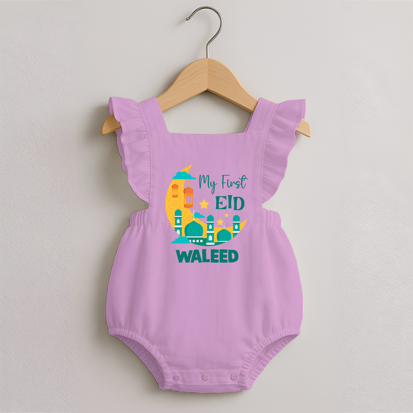 My first Eid Personalised Kids Romper Frock - BABY PINK - 0 - 3 Months Old (Chest 19")