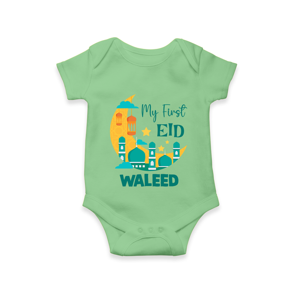 My first Eid Personalised Kids Romper - GREEN - New Born (Chest 14")
