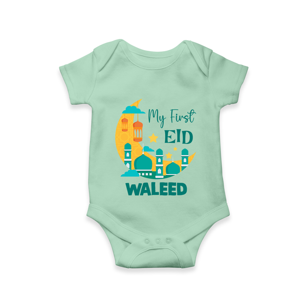 My first Eid Personalised Kids Romper - MINT GREEN - New Born (Chest 14")