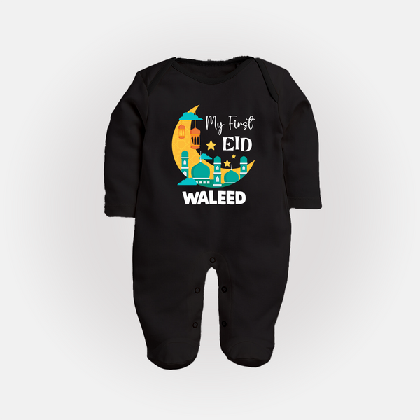 My first Eid Personalised Kids Fullbody Suit - BLACK - New Born (Chest 7.5")