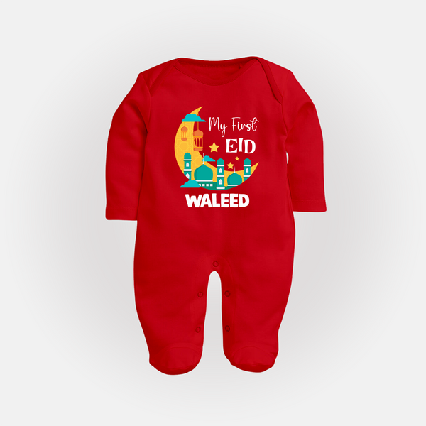 My first Eid Personalised Kids Fullbody Suit - RED - New Born (Chest 7.5")