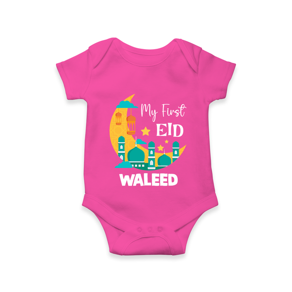 My first Eid Personalised Kids Romper - HOT PINK - New Born (Chest 14")