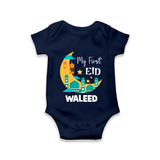 My first Eid Personalised Kids Romper - NAVY BLUE - New Born (Chest 14")