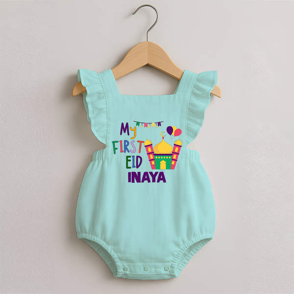 My first Eid Gift Romper Frock - MINT GREEN - 0 - 3 Months Old (Chest 19")