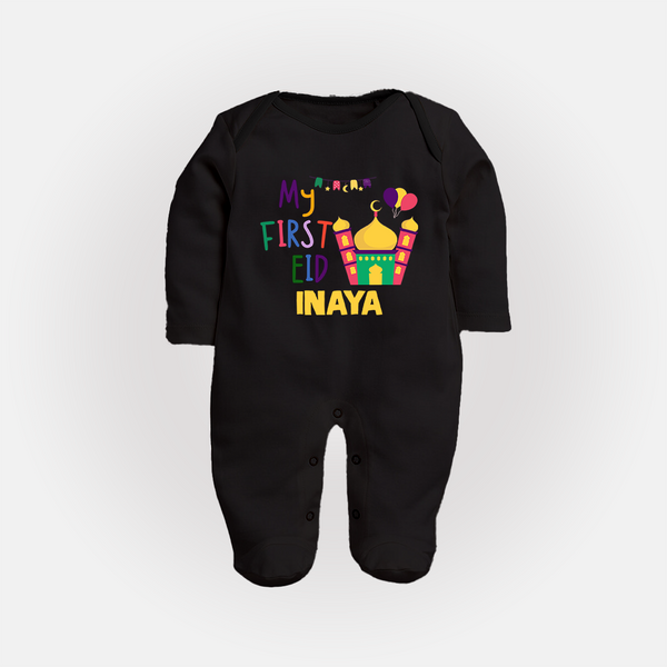My first Eid Gift Fullbody Suit - BLACK - New Born (Chest 7.5")