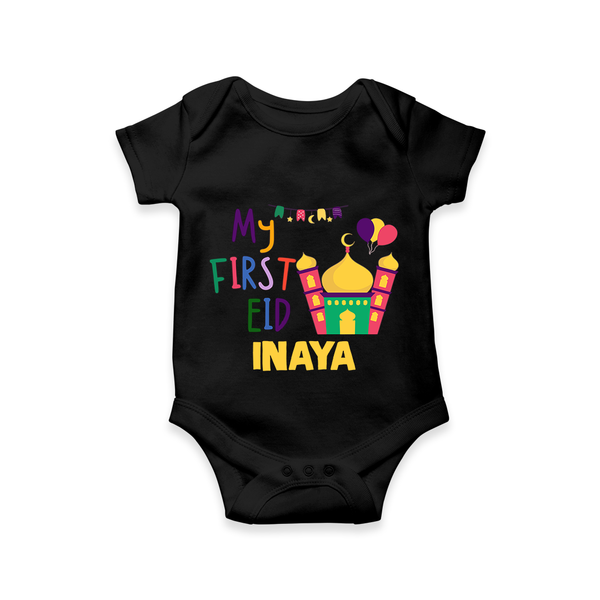 My first Eid Gift Romper - BLACK - New Born (Chest 14")