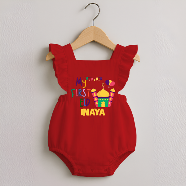 My first Eid Gift Romper Frock - RED - 0 - 3 Months Old (Chest 19")