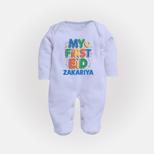 My first Eid Celebration Fullbody Suit for Kids - BABY BLUE - New Born (Chest 7.5")