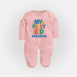 My first Eid Celebration Fullbody Suit for Kids - BABY PINK - New Born (Chest 7.5")