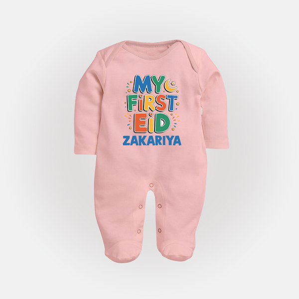 My first Eid Celebration Fullbody Suit for Kids - BABY PINK - New Born (Chest 7.5")