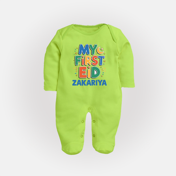 My first Eid Celebration Fullbody Suit for Kids - LIME GREEN - New Born (Chest 7.5")