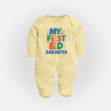 My first Eid Celebration Fullbody Suit for Kids - PASTEL YELLOW - New Born (Chest 7.5")