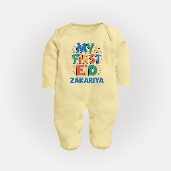 My first Eid Celebration Fullbody Suit for Kids - PASTEL YELLOW - New Born (Chest 7.5")