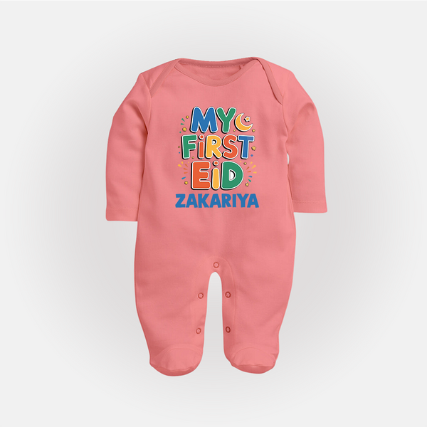 My first Eid Celebration Fullbody Suit for Kids - PEACH - New Born (Chest 7.5")