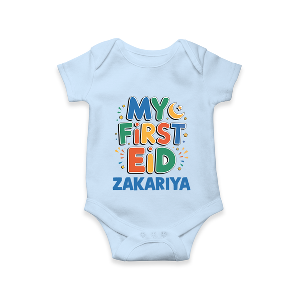 My first Eid Celebration Romper for Kids - BABY BLUE - New Born (Chest 14")