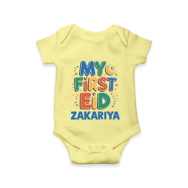 My first Eid Celebration Romper for Kids - PASTEL YELLOW - New Born (Chest 14")