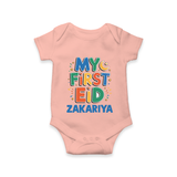 My first Eid Celebration Romper for Kids - PEACH - New Born (Chest 14")
