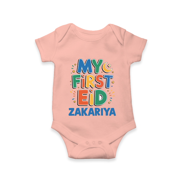 My first Eid Celebration Romper for Kids - PEACH - New Born (Chest 14")
