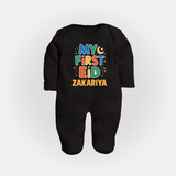 My first Eid Celebration Fullbody Suit for Kids - BLACK - New Born (Chest 7.5")