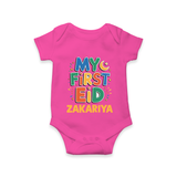 My first Eid Celebration Romper for Kids - HOT PINK - New Born (Chest 14")