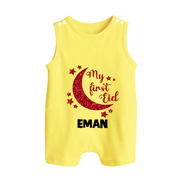 My first Eid Custom Romper Suit - PASTEL YELLOW - 0 - 5 Months Old (Chest 18")