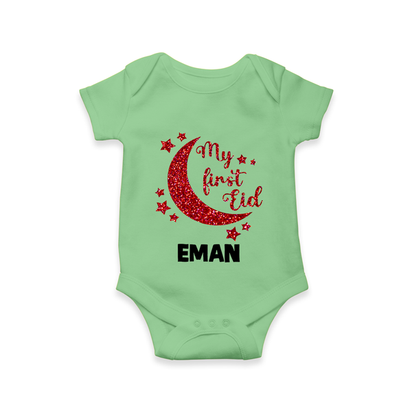 My first Eid Custom Romper - GREEN - New Born (Chest 14")