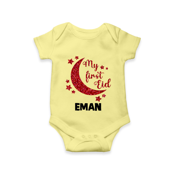 My first Eid Custom Romper - PASTEL YELLOW - New Born (Chest 14")